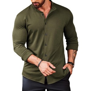 COOFANDY Mens's Long Sleeve Button Up Shirts Athletic Fitted Dress Shirts Silm Fit - 1 of 4