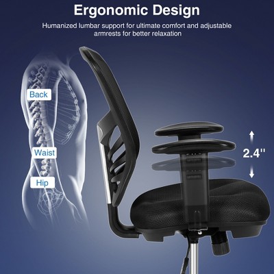 Black Mesh Adjustable Swivel Drafting Chair with Foot-Ring