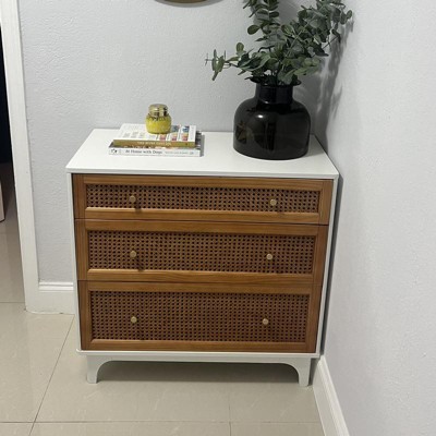 Costway 3-drawer Rattan Dresser Modern Closet Chest Storage Cabinet ...