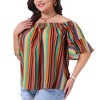 Agnes Orinda Women's Plus Size Boho Off-Shoulder Ruffle Short Sleeve Striped Casual Blouse - 2 of 4