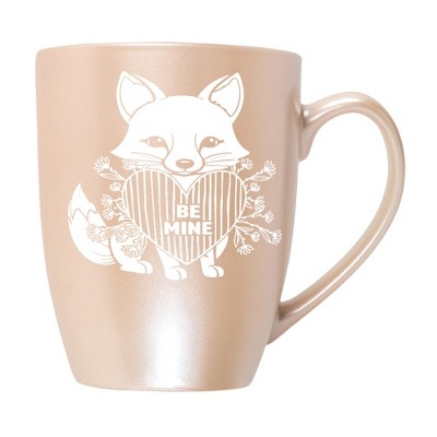 Elanze Designs Romantic Valentines Coffee Cup Mug 10 Ounce Ceramic With Shimmery Metallic Finish Be Mine Floral Fox Precious Pearl