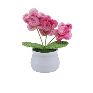 Unique Bargains Artificial Plants Hand-Knit Puff Flower Pot DIY Kit Yarn 1.97"x1.97"x5.51" 1 Pcs - 1 of 4