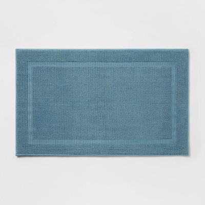 Image of 23"x37" Performance Texture Cotton Memory Foam Bath Rug Aqua - Threshold™