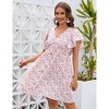 Women's Flutter Sleeve Mini Dress Button Detail Babydoll Sundress Casual Summer Dress - 2 of 4