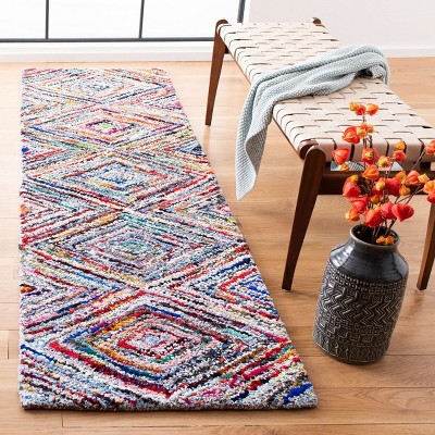 Hand-Tufted Colorful Cotton Geometric Runner Rug