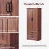 ORRD 1" Farmhouse Pantry Cabinet, Freestanding Cupboard with 2 Drawers, 8 Door Shelves & 3 Shelves for Kitchen, Dining, Living Room, Laundry, Brown - 3 of 4