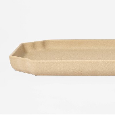 Sandy Glaze Oblong Ceramic Tray with Raised Edges