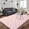 6x9 Area Rugs for Living Room ¨C Machine Washable Non-Slip Modern Floral Rug, Low Pile Stain Resistant Carpet (Pink) - 2 of 4