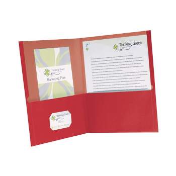 Oxford Earthwise Recycled 2-Pocket Folder, Red, Pack of 25