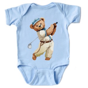 The Juniper Shop Watercolor Golf Bear Baby Short Sleeve Bodysuit - 1 of 4