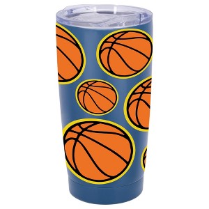 100 North 20 Ounce Stainless Steel On the Go Travel Tumbler With Push Top Lid, Basketball Blue - 1 of 4