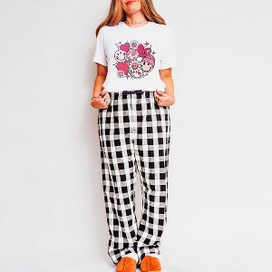 Simply Sage Market Women's Pink Flower Hearts Pajama Set - 1 of 4