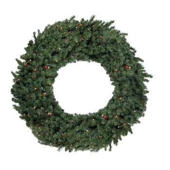 Northlight Pre-Lit Commercial Size Canadian Pine Christmas Wreath - 10ft, Multicolor Lights