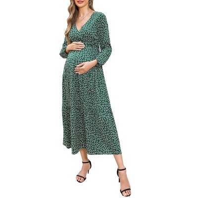 LXT-Women's Tiered Ruffle Hem Maxi Dress with Belt for Baby Shower