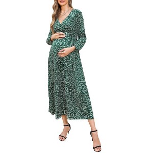 LXT-Women's Tiered Ruffle Hem Maxi Dress with Belt for Baby Shower - 1 of 4