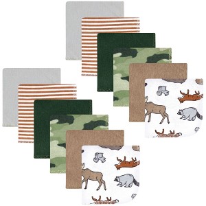 Hudson Baby Infant Boy Flannel Cotton Washcloths, Animal Adventure 12 Pack, One Size - 1 of 4