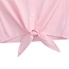 Girls Tie Front Knot Tops with Ruffle Sleeve Plaid Tops Tie Front Blouse Short Sleeve Button Down Shirts for Toddler Girls - 4 of 4