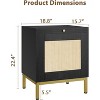 Acekool Rattan Nightstand 2-Pack with Storage Cabinet and Pull-Out Tray, Retro End Tables with Metal Legs for Bedroom, Living Room, Office - 3 of 4