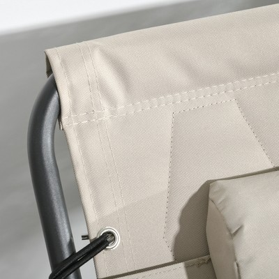 Khaki Padded Folding Armless Chaise Lounge Set