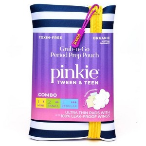 Pinkie First Period Prep Pouch with 4 Ultra-Thin Organic Cotton Topsheet Pads - 4ct - 1 of 4