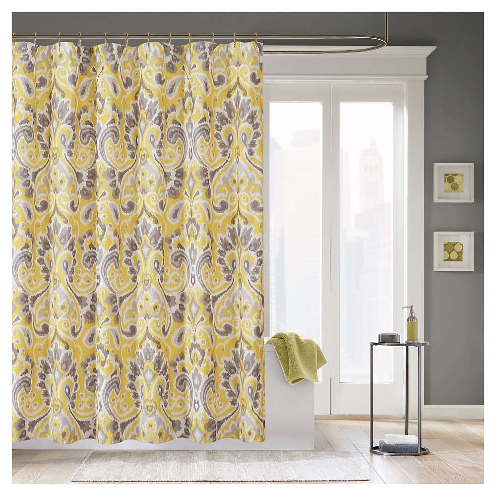UPC 675716471453 product image for Milan Ikat Print Shower Curtain - Gray/Yellow | upcitemdb.com