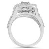 Pompeii3 2 cttw Diamond Cushion Double Halo Engagement Wedding Ring Set 10k White Gold - Size 10 - 2 of 4