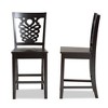 2pc Gervais Wood Counter Height Barstools Brown - Baxton Studio: Oval Back, Polyester Upholstery, Fixed Seat 24" - 3 of 4