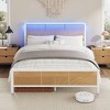 Rattan Full Size Bed Frame with Headboard and Footboard, Boho Bed Frame with Heavy Duty Sturdy Steel Slat Support, No Box Spring Needed, Noise Free - 3 of 4
