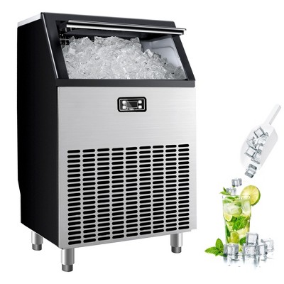 Simzlife Commercial Ice Maker, Stainless Steel, 200Lbs/Day, Ice Machine, 65Lbs Storage, Smart Control, for Party/Hotel/Bar, self-cleaning, Silver