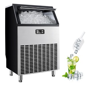 Simzlife Commercial Ice Maker, Stainless Steel, 200Lbs/Day, Ice Machine, 65Lbs Storage, Smart Control, for Party/Hotel/Bar, self-cleaning, Silver - 1 of 4