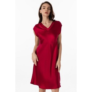 SilkSilky Women's 100% Mulberry Silk Cap Sleeve Nightgown - 1 of 4