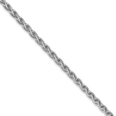 Black Bow Jewelry 3mm, 14k White Gold, Solid Parisian Wheat Chain Necklace