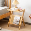 Tangkula 2 Pieces Boho End Table with Magazine Rack Versatile Bamboo Bedside Table w/ Rattan Shelf Natural - 2 of 4