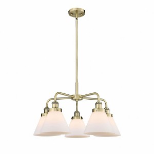 Cone - 5 Light Stem Hung Chandelier In Art Deco Style-15 Inches Tall and 25.75 Inches Wide - 1 of 1