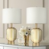 Possini Euro Design Sophia Modern Table Lamps 28" Tall Set of 2 Champagne Glass with LED Nightlight Off White Drum Shade for Bedroom Living Room Home - 2 of 4