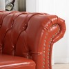 CAVINAS Chesterfield Sofa with Rolled Arm, Modern PU Leather 3 Seater Sofa Couch, Upholstered Vintage Couch for Living Room - 2 of 4