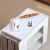 Famapy White Mobile Kitchen Island Cart with LED Lighting and Ripple - Textured Tempered Glass Top - 4 of 4