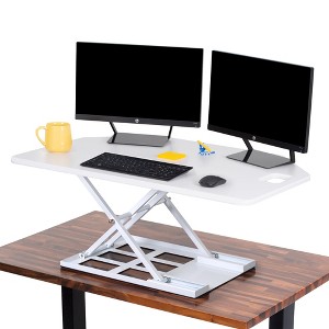 X-Elite Premier Corner Standing Desk Converter with Pneumatic Height Adjustment – White – Stand Steady - 1 of 4