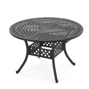 GDFStudio Stock Outdoor Expandable Aluminum Dining Table with Umbrella Hole - 1 of 4