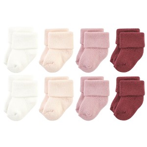 Hudson Baby Infant Girl Cotton Rich Newborn and Terry Socks, Solid Blush Pink - 1 of 4