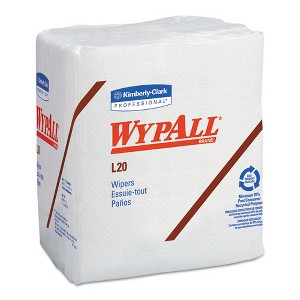 WypAll L20 Towels, 1 / 4 Fold, 4-Ply, 12.5 x 13, Unscented, White, 68 / Pack, 12 Packs / Carton - 1 of 1