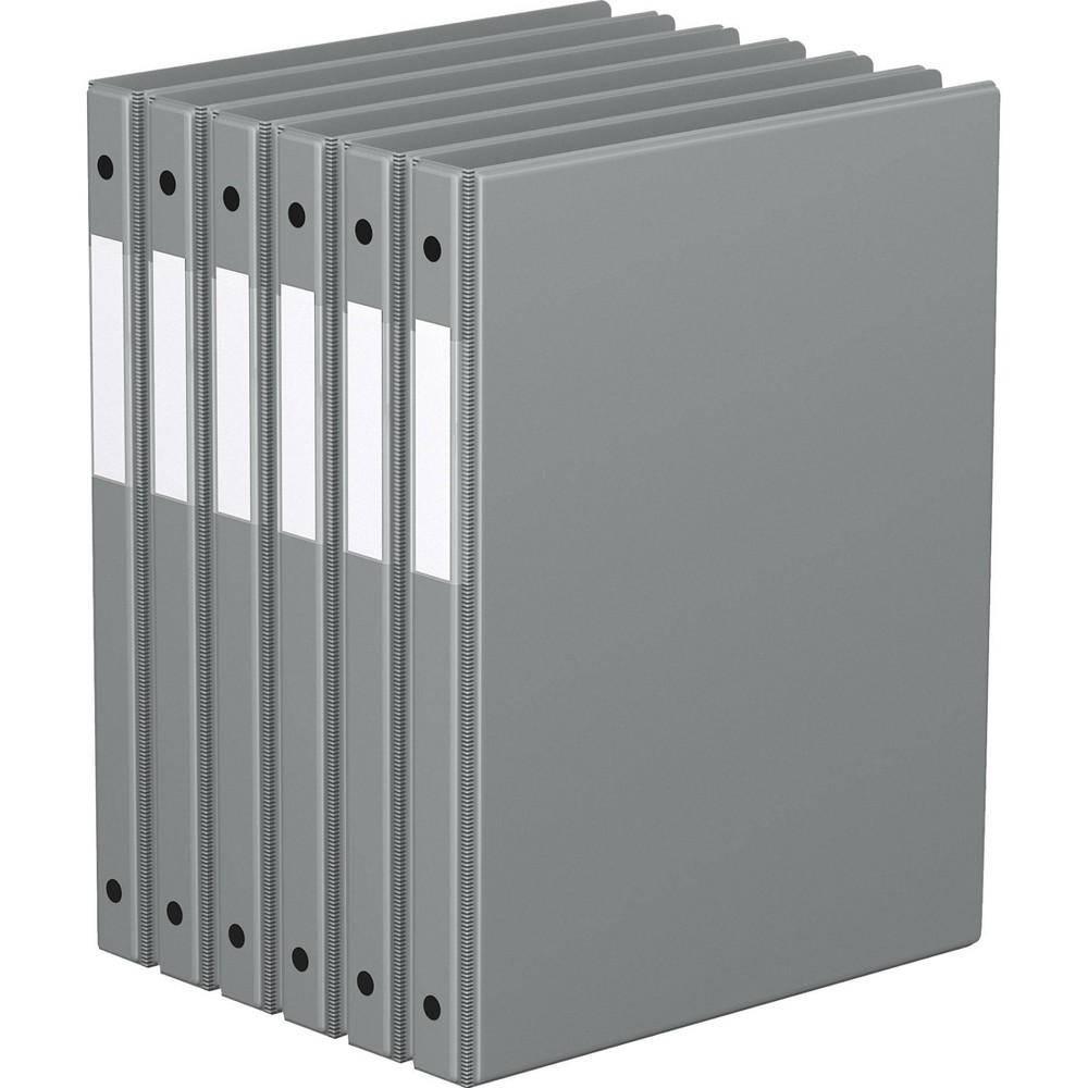 Davis Group 6pk 5/8" Premium Economy Round Ring Binders Gray: .5 Inch Hard Cover, 100 Sheet Capacity, 2 Pockets