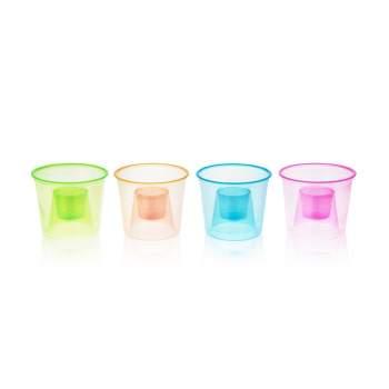 True Party Neon Plastic Bomber Cups - Disposable Shot and Chaser Glasses for Parties - 1oz, 4oz Chaser, Set of 20