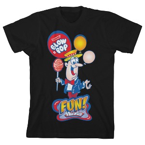 Charms Blow Pop Fun House with Character Boy's Black T-Shirt - 1 of 3