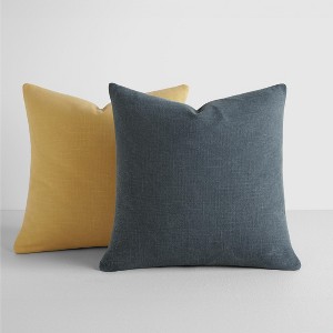 2-Pack Cotton Slub Solid Throw Pillows and Pillow Inserts Set - Mustard & Navy  - Becky Cameron, Mustard / Navy, 20 x 20 - 1 of 4