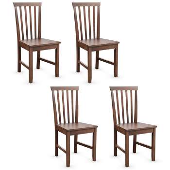 Costway 4 PCS Dining Chair Kitchen Spindle Back Side Chair with Solid Wooden Leg