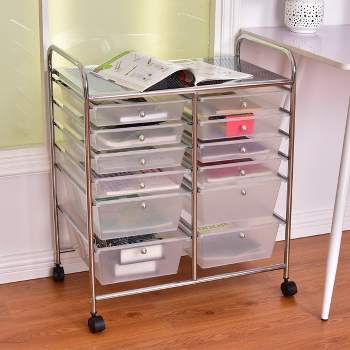 SILKYDRY 15 Drawers Rolling Storage Cart, Craft Cart Organizer with  Lockable Wheels for Tools, Arts, Scrapbook, Papers, Multipurpose Utility  Cart for
