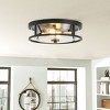 Dewdrop Industrial Flush Mount Ceiling Light, Black Semi Flush Fixture with Transparent Glass Shade for Dining Room Entryway - 3 of 4