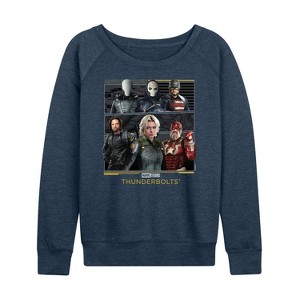 Women's - Marvel - Thunderbolts Grid Lightweight French Terry Wide Neck Long Sleeve Shirt - 1 of 4