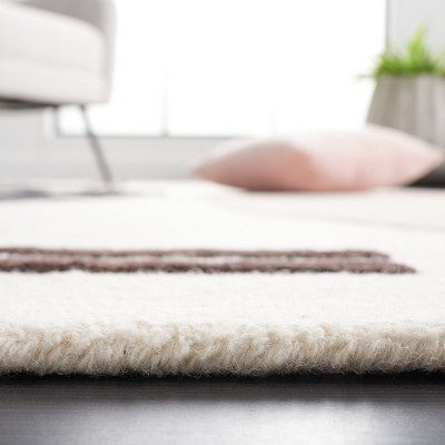 Ivory and Blush Hand-Tufted Wool Abstract Area Rug